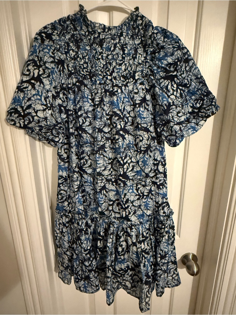 NWOT Anthropologie Love the Label Floral Smocked Short Dress in Blue - Picture 4 of 10